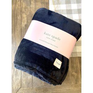 Kate Spade Fleece Blanket FULL/QUEEN Oversized 98”x 92” HTF Black Luxury NEW